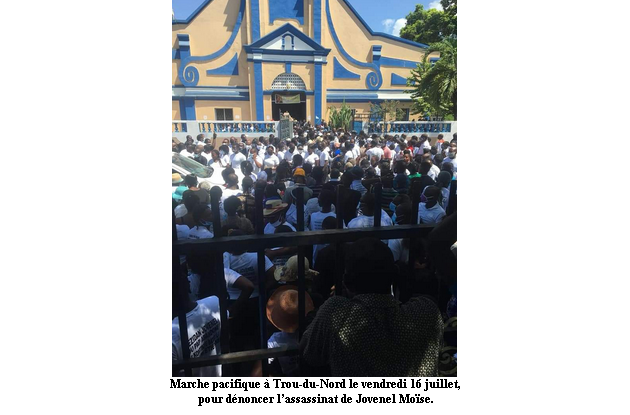 Trou-du-Nord: marche pacifique pour dénoncer l’assassinat de Jovenel Moïse
